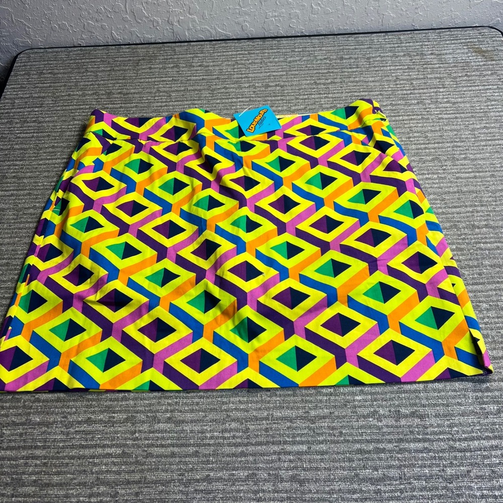 New Loudmouth Mini Skort Womens 14 Geometric 3D Print Golf Stretch Folsom Prism